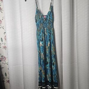 Blue and Black Women's Maxi Dress